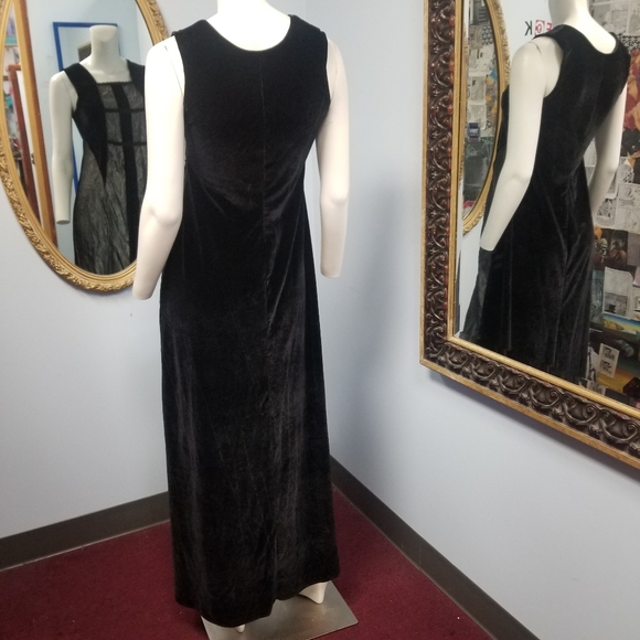 Vintage 90s Goth gown Cykxtees black velvet punk metal M vtg glam - Picture 3 of 7